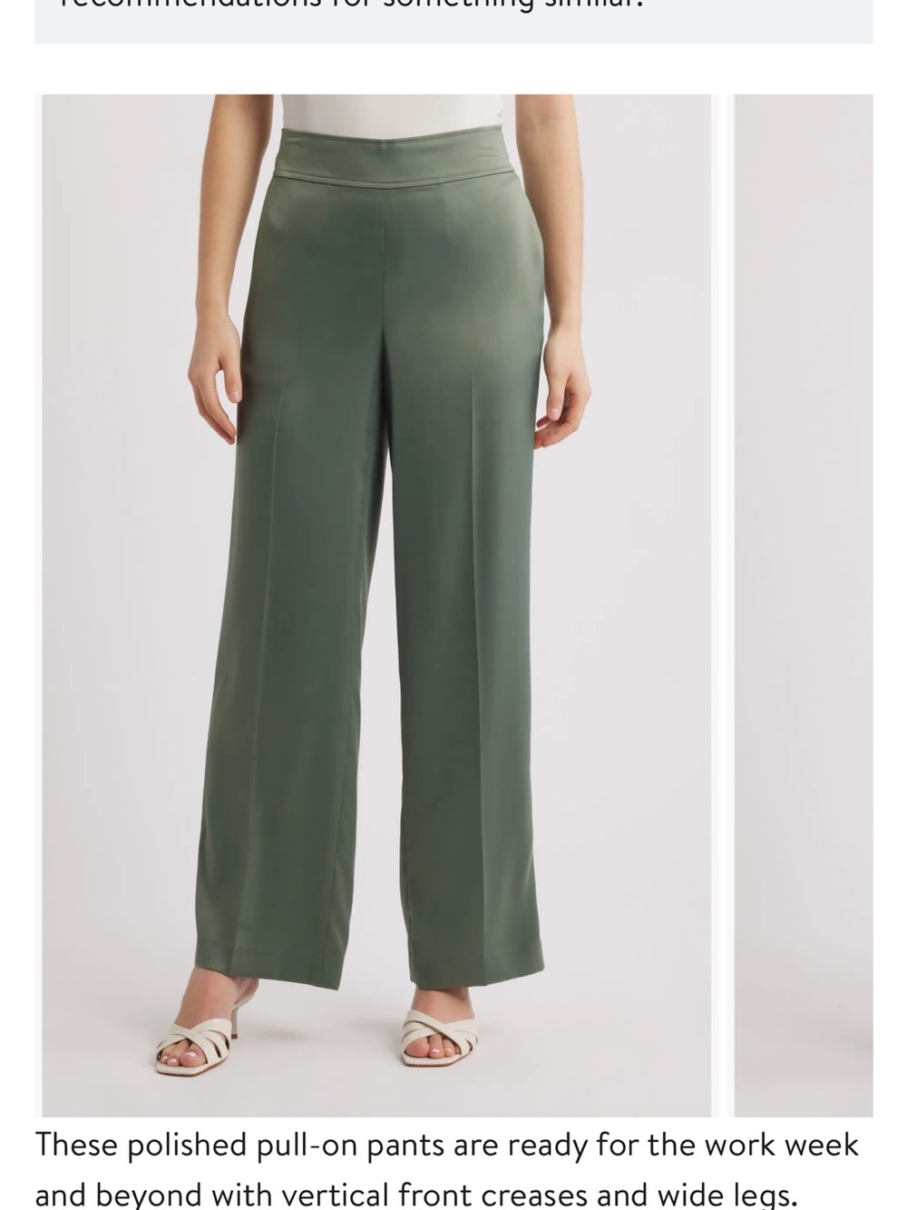 Anne Klein Olive Green Wide-Leg Pull-On Pants
